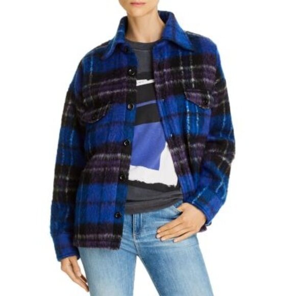 Anine Bing Samone Blue Plaid Jacket - Picture 3 of 5